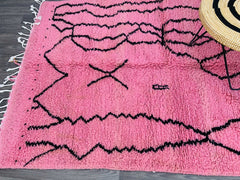 Pink Moroccan Azilal Rug – Handmade Berber Carpet for Boho Decor
