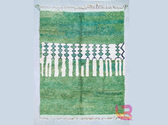 Custom Moroccan Rug - Handwoven Boujaad Berber Carpet - Green Bohemian Design - Perfect for Home Decor