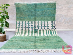 Custom Moroccan Rug - Handwoven Boujaad Berber Carpet - Green Bohemian Design - Perfect for Home Decor