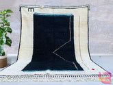 Authentic Moroccan Rug - Black Boujaad Wool Carpet - Handmade Berber Rug - Custom Size for Bohemian Decor
