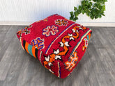 Moroccan leather pouf, round pouf, berber pouf, tan pouf, round tan pouf, Moroccan ottoman leather pouf, UNSTUFFED