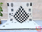 Checkered Authentic Moroccan Boujaad Rug – Handwoven Berber Carpet – Custom Bohemian Rug for Living Room or Bedroom