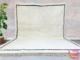 Black Line Beniourain Handmade Wool Rug, Moroccan Rug, Cream Boujaad Rug, Custom Berber Rug, Large Area Rug