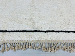 Black Line Beniourain Handmade Wool Rug, Moroccan Rug, Cream Boujaad Rug, Custom Berber Rug, Large Area Rug