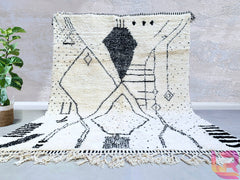 Custom Moroccan Beni Ourain Rug 8x10 - Handmade Wool Berber Carpet - Luxurious White Area Rug - Authentic Teppich