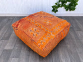 Vintage Moroccan Pouf Cover, Moroccan Kilim Pouf, Moroccan Floor cushion, Moroccan Pouf, Home decor Pouf, Square Pillow, Berber Pouf,