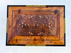 13"×9" HandmadeThuya wooden box Hand Carved moroccan Wood Multipurpose Keepsake Jewelry Decorative Art Box Storage Organizer (Rustic wood)