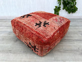 Wool Pouf, Moroccan Pouf, Floor Pillow, Handmade Pouf, Square Pouf, Bohemian Pouf