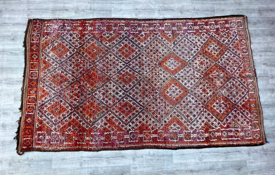 Vintage Boujad Marokkanischer Teppich 5,8 FT x 10,3 FT – Handgefertigter Berber-Teppich im Boho-Look