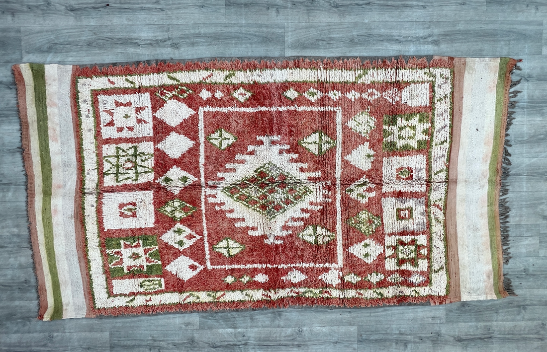 Wyjątkowy Vintage Marokański Dywan Boujad Berber – Ręcznie Robiony z Wełny | 4.8 x 9.1 Ft (5x9)