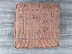 Moroccan Glam Pouf - Velvet & Kilim Mix, Art Deco Patterns, Hollywood Regency Meets Boho Chic