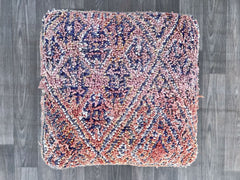 Moroccan Kilim Pouf, Blue Floor cushion, Vintage Morocco Ottoman pouf, Square Pouf, Meditation yoga cushion, Outdoor floor pillow