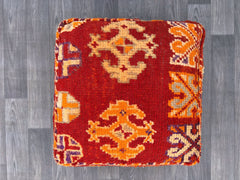 Berber Tribe Vintage Turkish Floor Pouf, Round Moroccan Cushion, Beni Ourain Pillow Throw Cushions, Kilim rug Style Relaxing Cushion Decor