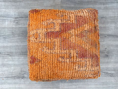 moroccan wool rug, berber rug, kilim pouf, 60 cm x 60 cm x 20 cm pouf