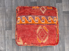 Vintage Red Pouf, Handmade Moroccan Red Floor Cushion, Unstuffed Square Pouf, Vintage Berber Pouf, Moroccan Kilim Red Pouf, Boho Deco