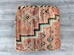 moroccan wool pouf, kilim pouf, berber pouf, handmade pouf, 60x60x20 cm pouf