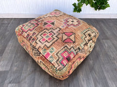 Moroccan POUF **50% OFF**,Handmade leather Pouf, Home boho decor-round, Moroccan Pouffe, Ottoman pouf,gift for her GIFT pouf size 20*20*12in