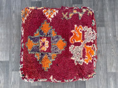 Moroccan pouf, Berber floor cushion, wool seat cushion, vintage pouf white, boho seat cushion Beni Ourain