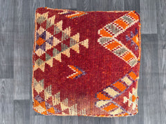 Wool Pouf, Moroccan Pouf, Floor Pillow, Handmade Pouf, Square Pouf, Bohemian Pouf