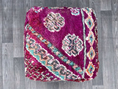 moroccan pouf, boho pouf, berber pouf, kilim pouf, 60x60x20 cm pouf