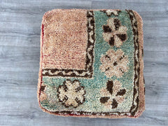 Moroccan Kilim Pouf, Floor Seating with zipper, Vintage Moroccan Ottoman pouf,Square Pouf,Meditation Cushion,Kilim Outdoor pillow,Cover Only