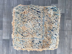 Moroccan Halloween Pouf - Orange & Black Kilim, Spiderweb Embroidery, Spooky Boho Decor