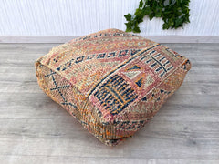 Colorful Moroccan pouf, Moroccan Foot Stool Ottoman, Yoga Meditation Cushion, Moroccan Handmade Pouf Wool, Outdoor Furniture Pouf, Vintage