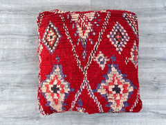 Moroccan Floor Cushion Chair, Boho Lounge Pouf with Backrest, Handmade Bohemian Seating, Ethnic Tassel Floor Sofa
