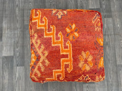 Moroccan floor cushion pouffe of Orange floor seat cushion with - Yellow floor Pouf ( unstuffed ) with Stuffing Zipped Pouches