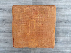Amazing square Ottoman Pouffe Moroccan leather | ottoman square pouf | light tan handmade footstool square pouffe Moroccan