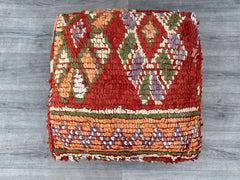 moroccan pouf, wool pouf, berber pouf, handcrafted pouf, maroon pouf