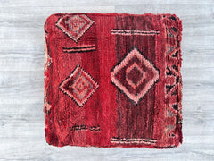 Vintage Moroccan Pouf, Handmade Moroccan Red Floor Cushion, Unstuffed Square Pouf, Vintage Berber Pouf, Moroccan Kilim Red Pouf, Boho Deco