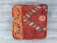Moroccan Kilim Pouf, Floor Pouf, Vintage Moroccan Ottoman, Beni Ourain Square Pouf,Meditation Cushion,Outdoor Red Kilim Pillows