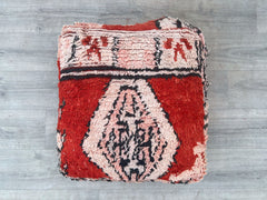 Moroccan Pouf in Berber Fabric, Handmade Floor Cushion, Colorful Bohemian Ottoman, Ethnic Square Pillow, Kilim Accent Seat