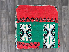 Moroccan Pouf with Kilim Patchwork - Upcycled Rug Pieces, Eco-Friendly Design, One-of-a-Kind Boho Floor Seating