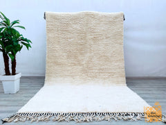 Handwoven Moroccan Rug - Beni Ourain Style Wool Carpet - Cream & White Tribal Design - Custom Area Rug