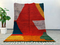 200x287 cm = 6.6 x 9.4 Abstract Colorful Bohemian Moroccan Rugs – Custom Handwoven Wool Carpets
