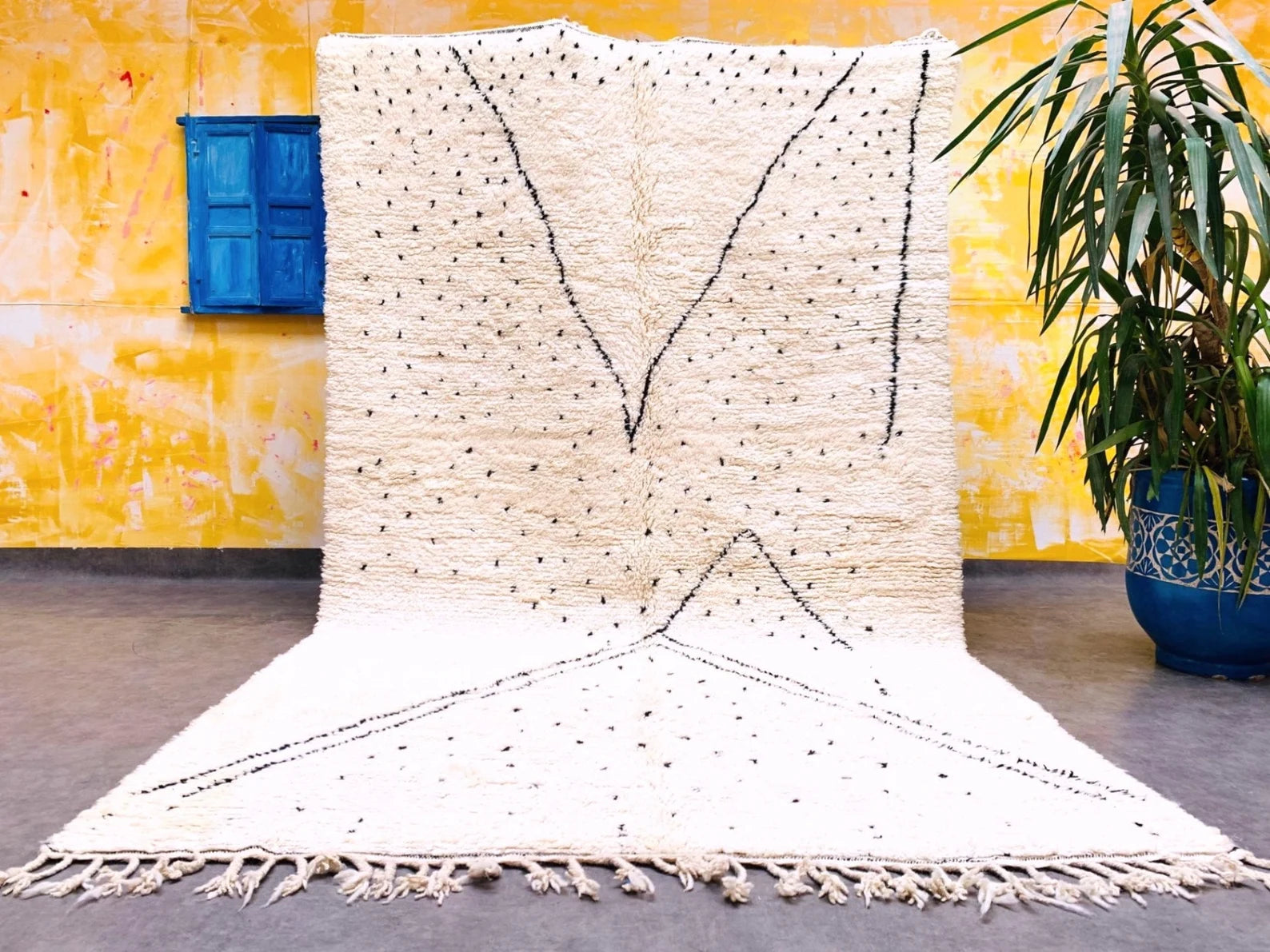 Black Polka Dots Artistic Moroccan Rug, Handmade Rug, White Black Rug, Moroccan Carpet, Beni Ourain Rug, Tribal Berber Rug, Authentic Carpet, Tapis Marocain 