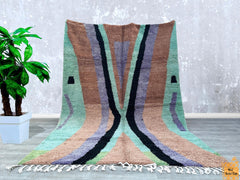 146 x 190 cm = 4.8 x 6.2 ft Colorful Gorgeous Beni Ourain Rug- Amazing Multicolored Rug- Emerald Green Rug- woven rug-colorful rug- Beniourain Carpet- Unique Geometric Rug