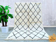 197 x 289 cm = 6.5 x 9.5 ft Diamonds Moroccan Rug - Handmade Berber Carpet, Soft Dots, Minimalist Design, Bohemian Style, Custom Size for Living Rooms