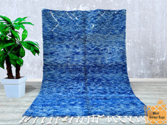 205 x 296 cm = 6.7 x 9.7 ft Blue GORGEOUS BENIOURAIN RUG, Blue area rug- Rugs for living room Hand knotted,Sheep Wool Rug, Cozy Chic Wool Aera Rug