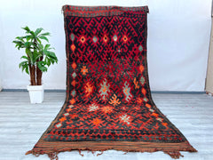Discover the beauty of a handwoven Afghan Kilim rug, a stunning vintage piece featuring bold geometric patterns and earthy tones. Crafted using traditional techniques, this flatweave rug is made from natural wool, offering durability and a soft texture underfoot. Its faded hues and tribal motifs make it a versatile choice for boho, farmhouse, or minimalist decor. Whether used as a living room centerpiece, a bedroom accent, or a wall hanging, this Kilim rug adds a touch of nomadic elegance to any setting. A 