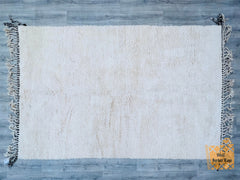 Handwoven Moroccan Rug - Beni Ourain Style Wool Carpet - Cream & White Tribal Design - Custom Area Rug