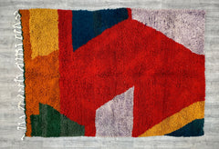 200x287 cm = 6.6 x 9.4 Abstract Colorful Bohemian Moroccan Rugs – Custom Handwoven Wool Carpets