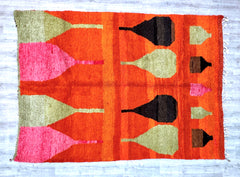 213 x 298 cm = 7.0 x 9.8 ft Colorful Authentic Beni Ourain Rug - Handmade Moroccan Wool Carpet, Custom Size, Soft Dots, Bohemian Decor, Ideal for Living Rooms
