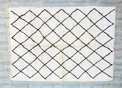197 x 289 cm = 6.5 x 9.5 ft Diamonds Moroccan Rug - Handmade Berber Carpet, Soft Dots, Minimalist Design, Bohemian Style, Custom Size for Living Rooms