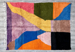 204 x 296 cm = 6.7 x 9.7 ft Colorful Beni Ourain Rug, Morrocan Rug, Rugs for Living Room, Moroccan Area Rug, Minimalist Moroccan Rug, Modern Shag Rug, Custom Wool Rug