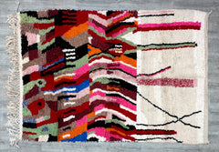 197 x 281 cm = 6.5 x 9.2 ft Bohemian Vintage Runner Rug - Handmade Moroccan Berber Wool, Soft Dots, Minimalist Design, Perfect for Weddings & Home Decor