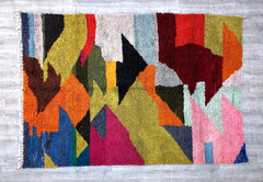 208 x 304 cm = 6.8 x 10.0 ft Colorful large rug, wool rug, blue rug, solid blue rug, Moroccan rug, Ivory Morocco Rug, Boujad rug, Living Room rug, Large Moroccan Rug