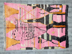 177 x 246 cm = 5.8 x 8.1 ft Colorful Large Moroccan Rug, Beni ourain Rug, Wool Shag Rug, Custom Morrocan Rug, Ivory area Rug, Handmade Beni Rug